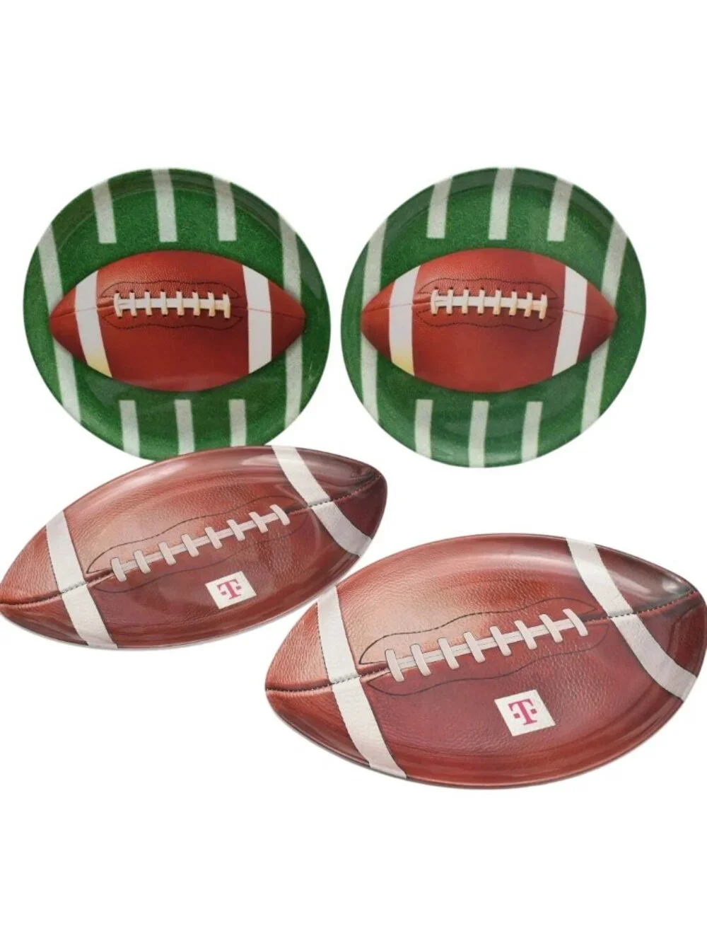 Football Platter Set Melamine Game Day Tailgate Serving Plates Football Shaped